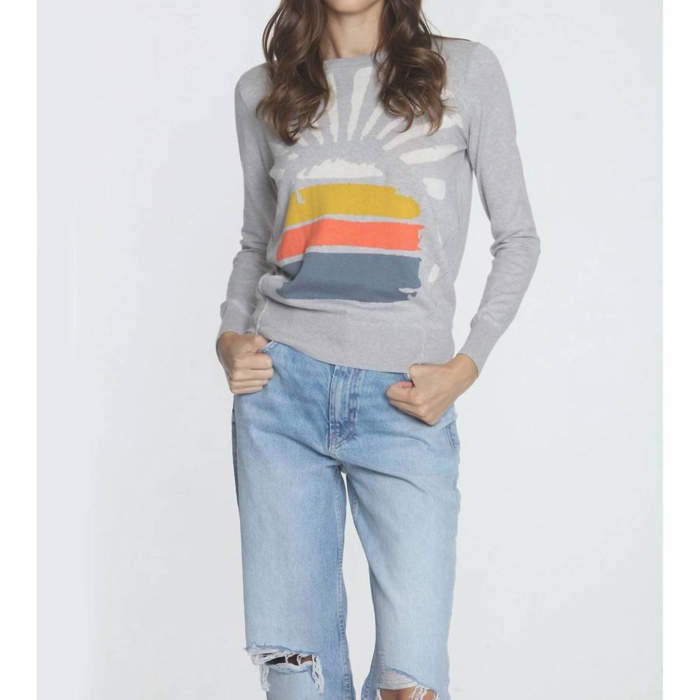 NEW LABEL+THREAD women's sunburst crew top in fog multi